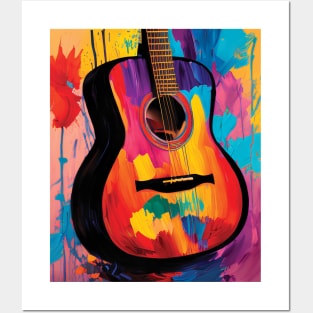 Acoustic Guitar Portrait Modern Oil Painting Style Digital Art Posters and Art